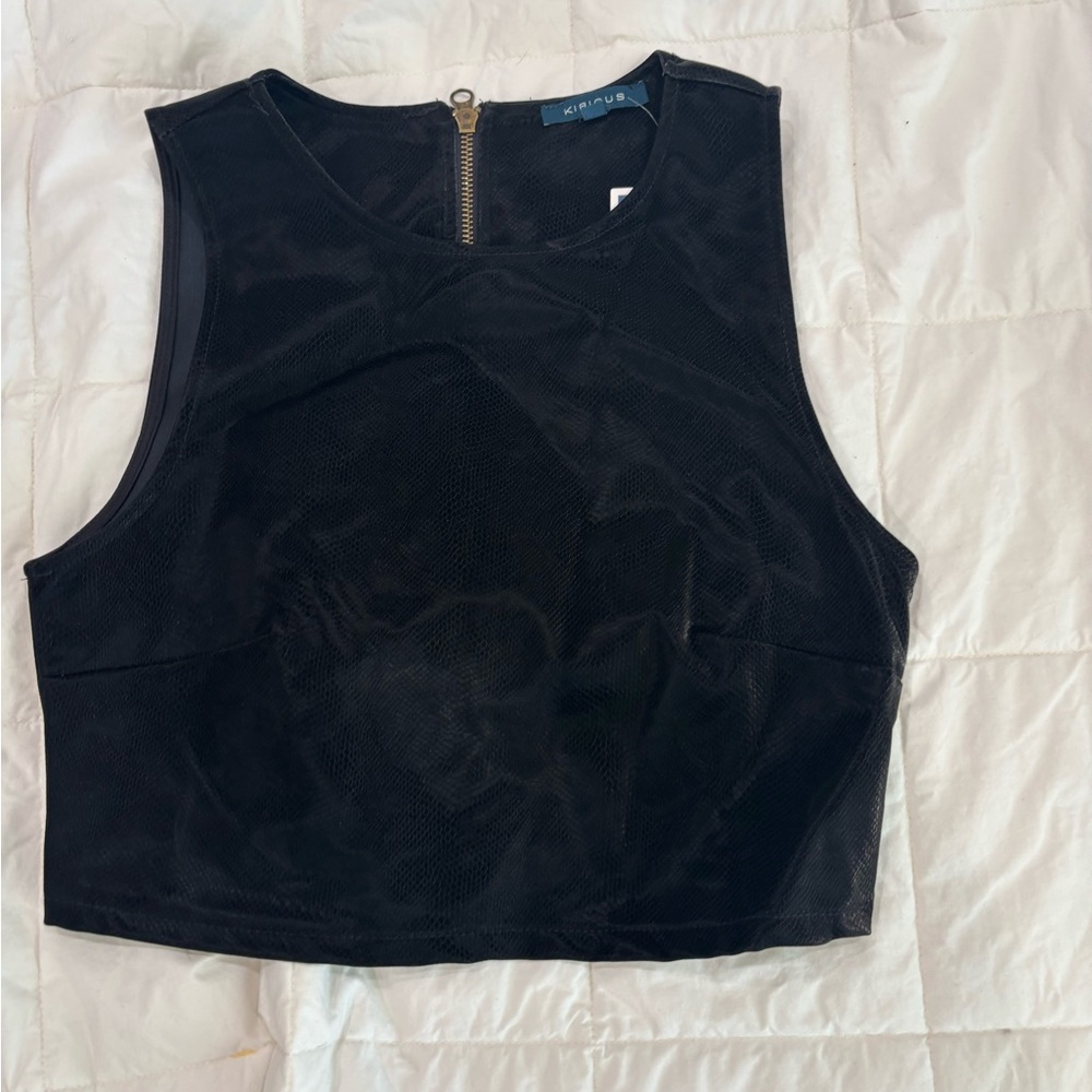 Black Sleeveless textured Top